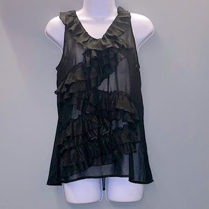 Black sheer/gold glitter dressy blouse NWOT